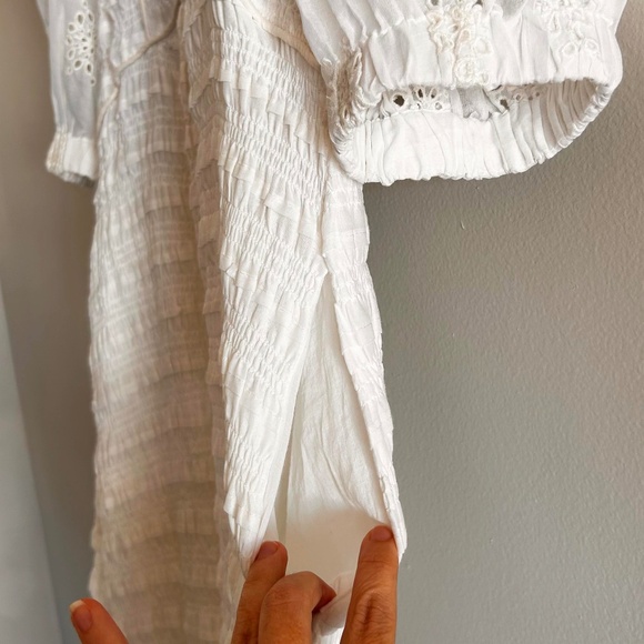 Sea NY Blaine Eyelet Puff Sleeve Smocked Dress | Size Large | Eggshell - Picture 10 of 16